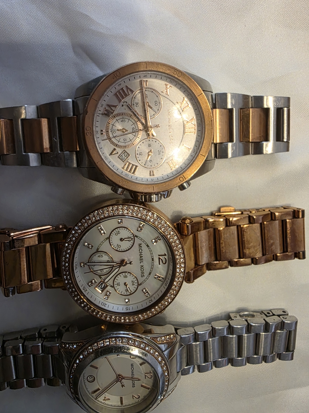 Michael Kors Three Rose Gold and Silver Trio Watch Set